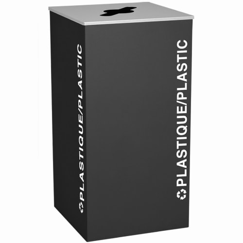 Ex-Cell Classic Kaleidoscope 36 Gallon XL Square Recycling Receptacle Plastique, French / English